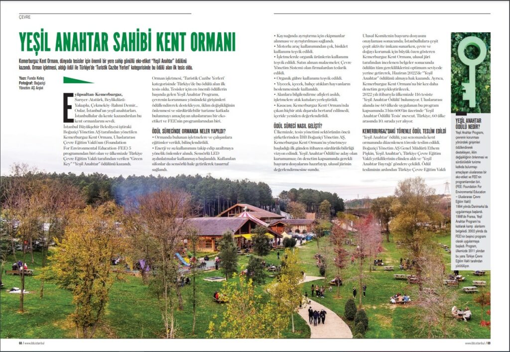 Kemerburgaz Kent Ormanı Yeşil Anahtar Ödülü, Geniş Haber Dosyasıyla İstanbul Bülteni'nde